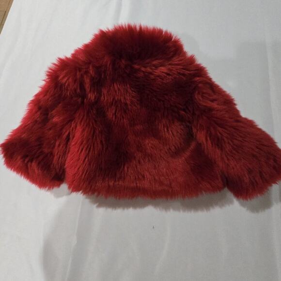 Janie and Jack San Francisco Faux Fur Coat Baby 18-24 Months Red Holiday New - Picture 4 of 12